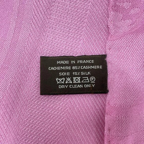 HERMES New Libris - Pink Cashmere Silk Scarf 698-071525 - Picture 5 of 6